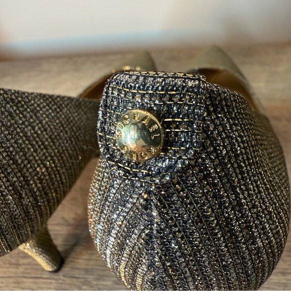 MICHAEL KORS Dorothy Flex Mid Pump Heels Metallic Glitter Silver KeKe Shiny Sz 9 - Picture 11 of 15